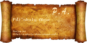 Páskuly Absa névjegykártya